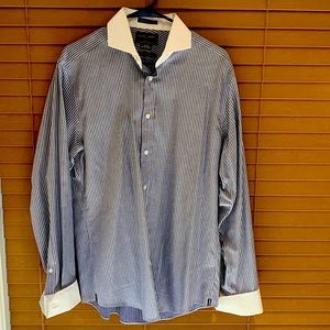 Men's Black Brown 1826 80's 2-Ply Slim Fit Button Up Shirt 16-35